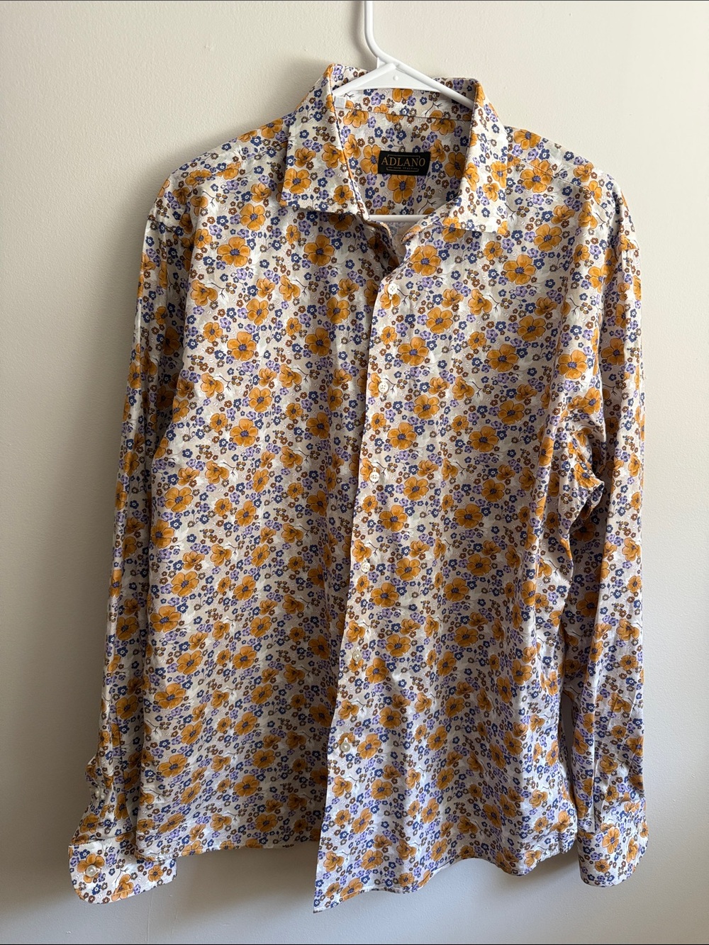 Adlano Floral Spread-Collar Button-Down Shirt